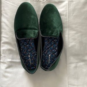 Green Velvet Birdies Flats 9